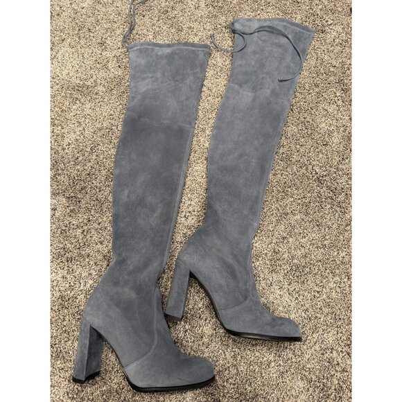 stuart weitzman highland suede over knee boots grey blue Size 6 EUC - Picture 1 of 7